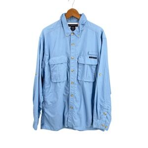 ExOfficio‎ Shirt Blue Ventilated Roll Tab Nylon Fishing Hiking Travel Size XL